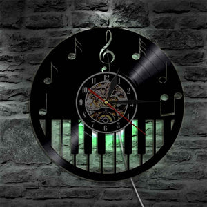 "Keyboard & Notes" Backlit Vinyl Clock
