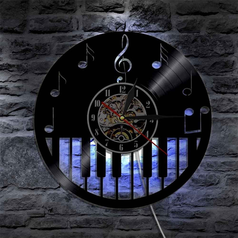 "Keyboard & Notes" Backlit Vinyl Clock