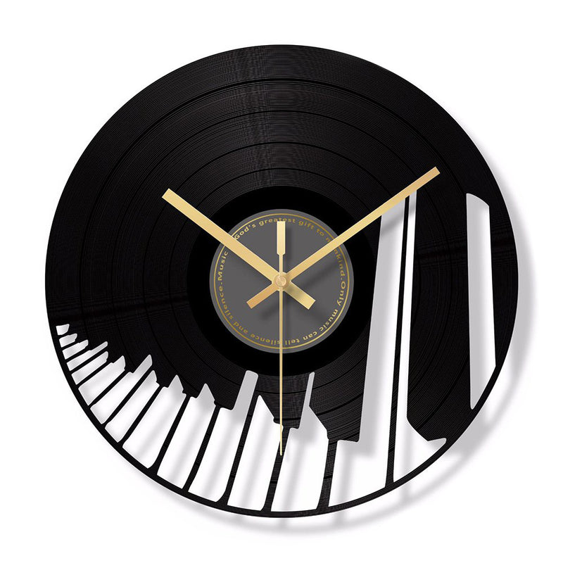 Piano Reflection Vinyl & Glass Clock