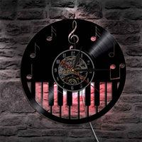 "Keyboard & Notes" Backlit Vinyl Clock