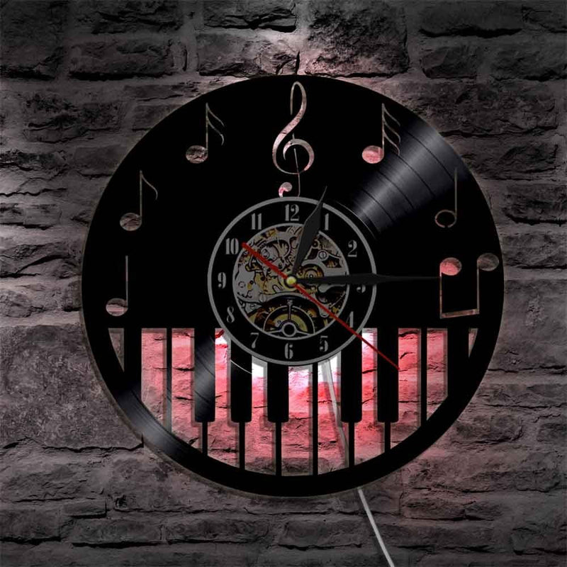 "Keyboard & Notes" Backlit Vinyl Clock