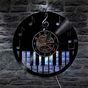 "Keyboard & Notes" Backlit Vinyl Clock