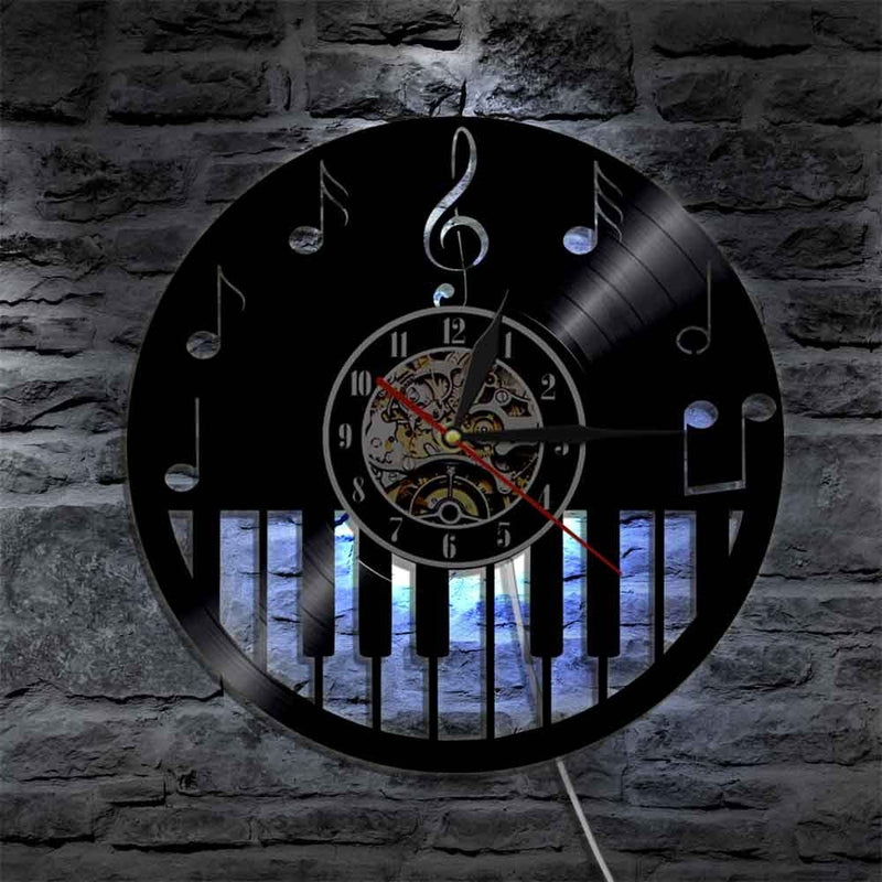"Keyboard & Notes" Backlit Vinyl Clock