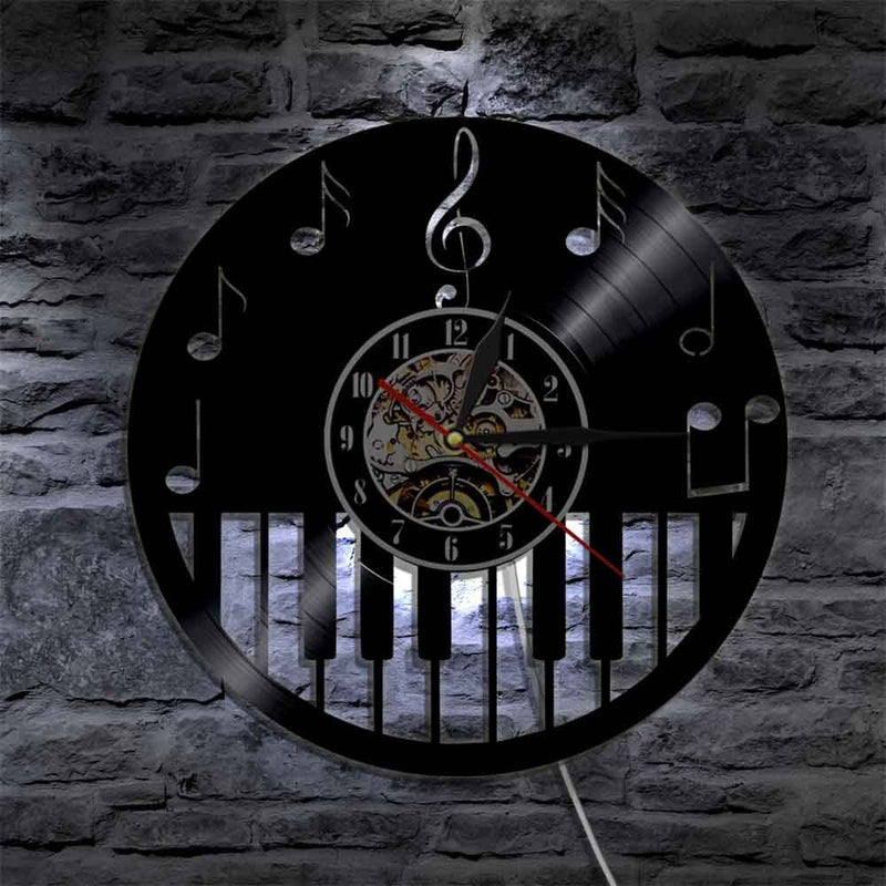"Keyboard & Notes" Backlit Vinyl Clock