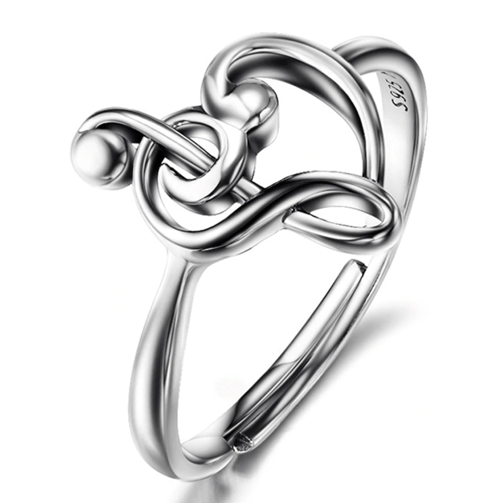 Double Clef Heart Silver Ring