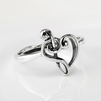 Double Clef Heart Silver Ring