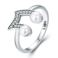 Dazzling Pearl Eighth Note Silver Ring