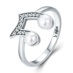 Dazzling Pearl Eighth Note Silver Ring