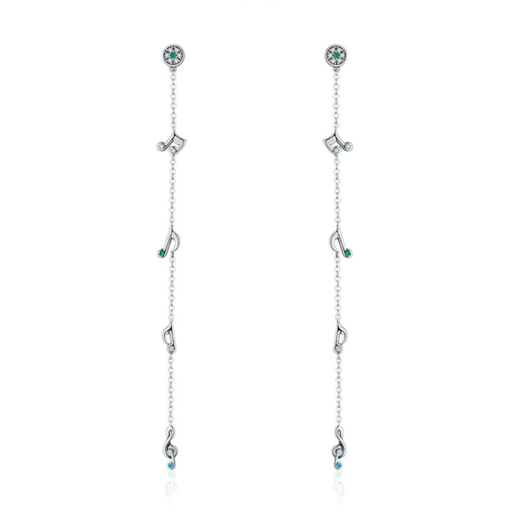Music Score Silver Drop Earrings