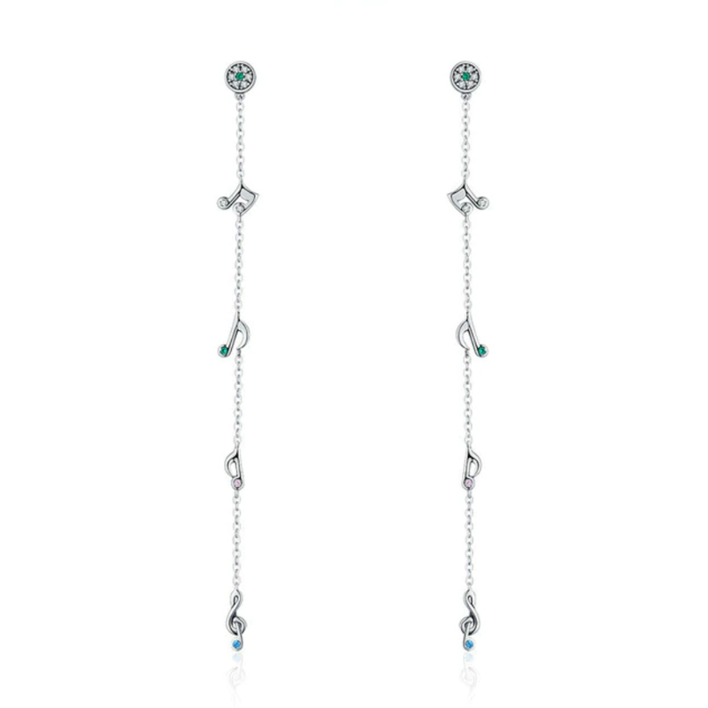 Music Score Silver Drop Earrings