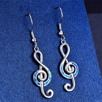 Fire Opal Treble Clef Drop Earrings