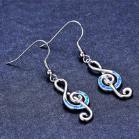 Fire Opal Treble Clef Drop Earrings