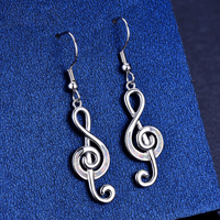 Fire Opal Treble Clef Drop Earrings