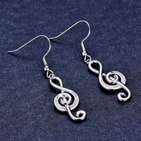 Fire Opal Treble Clef Drop Earrings