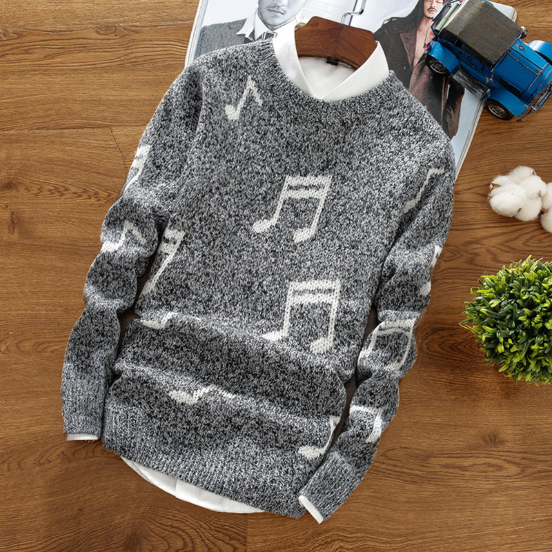 Knitted Sweater With Music Notes