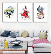 "Lively Trio" 3-Piece Oil Print Series