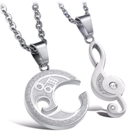 Couples G-Clef Necklace Pair – Shiny