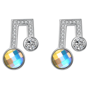 Eighth Note Swarovski Silver Studs