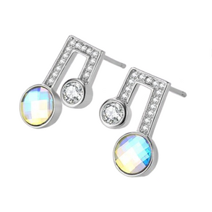 Eighth Note Swarovski Silver Studs