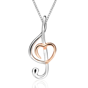 G-Clef Heart Silver Necklace