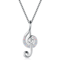 Fire Opal G-Clef Necklace