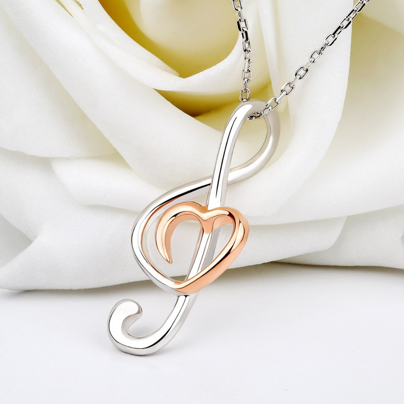 G-Clef Heart Silver Necklace
