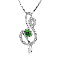G-Clef Silver Necklace With Color Zirconia
