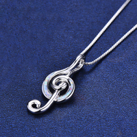 Fire Opal G-Clef Necklace