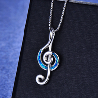 Fire Opal G-Clef Necklace