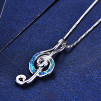 Fire Opal G-Clef Necklace