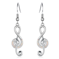 Fire Opal Treble Clef Drop Earrings