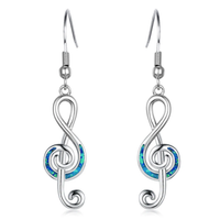 Fire Opal Treble Clef Drop Earrings