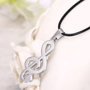 G-Clef Necklace With Leather Band
