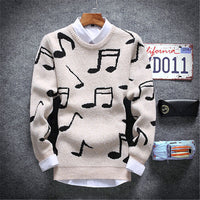 Knitted Sweater With Large Music Notes