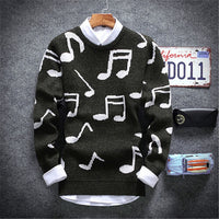 Knitted Sweater With Large Music Notes