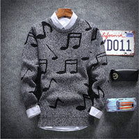 Knitted Sweater With Large Music Notes