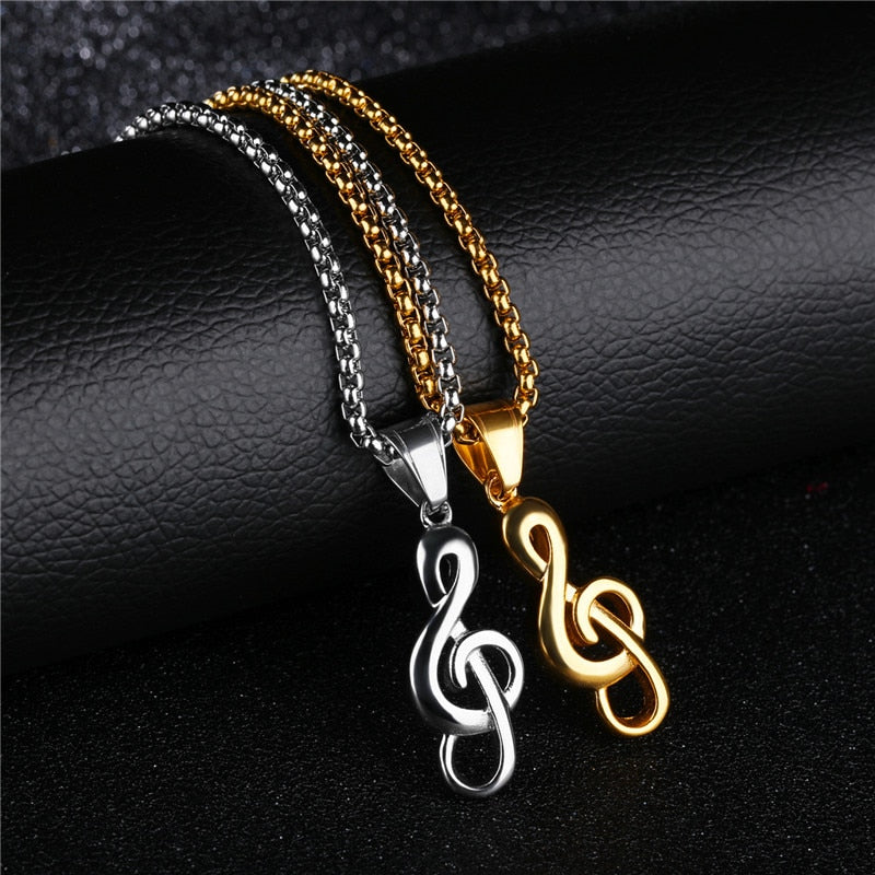 Steel Chain G-Clef Necklace