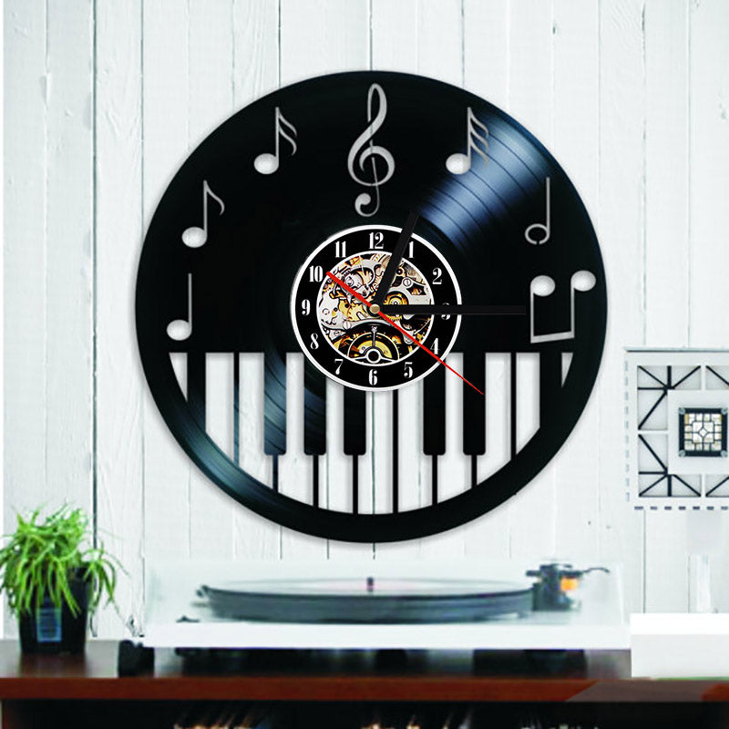 "Keyboard & Notes" Backlit Vinyl Clock