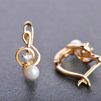 Zircon & Faux Pearl Treble Clef Earrings