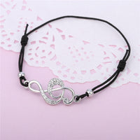 Crystal Treble Clef Rope Bracelet