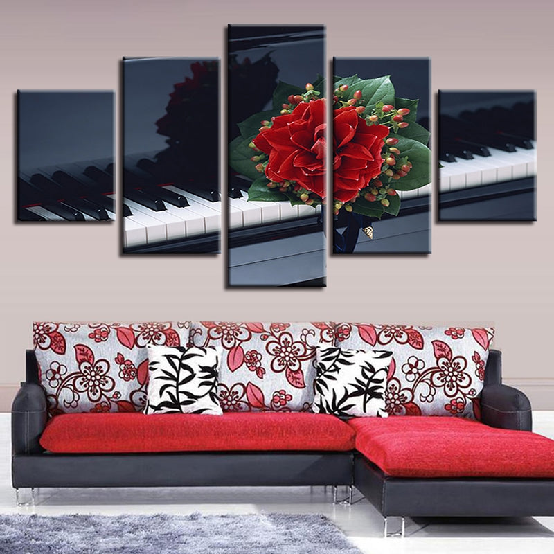 "Grand Rose" 5-Piece Oil Print