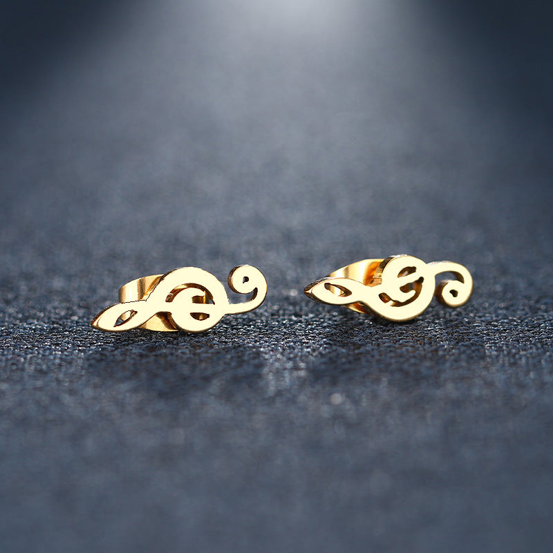 Silver/Gold-Colored Treble Clef Studs