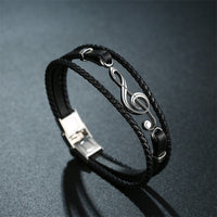 Rope & Leather Bracelet With G-Clef