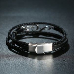 Rope & Leather Bracelet With G-Clef