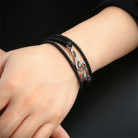 Rope & Leather Bracelet With G-Clef