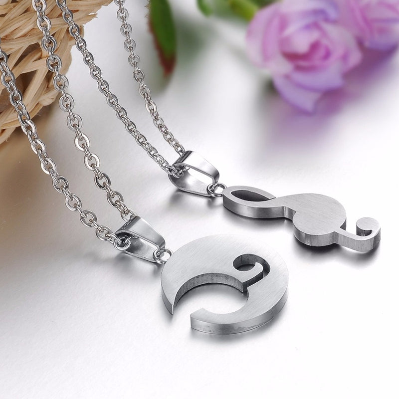 Couples G-Clef Necklace Pair – Shiny