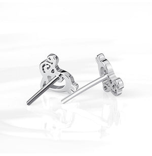 Double Clef Heart Silver Stud