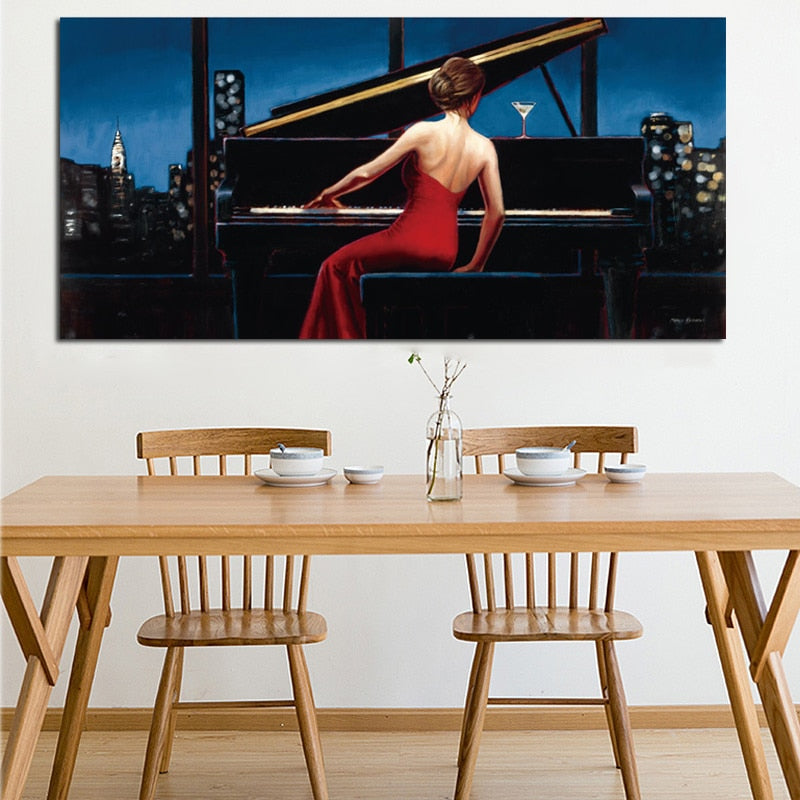 "Lady In Red" Spray-Painted Print
