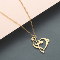 Double Clef Heart Necklace