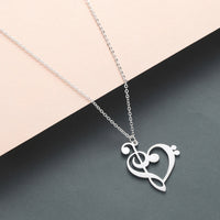 Double Clef Heart Necklace